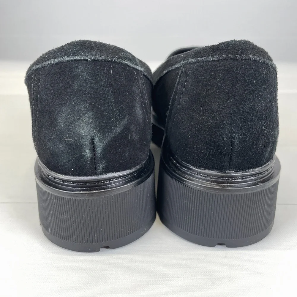 Clarks Lauryl Step Shoes Womens Size 7.5 M Black Suede Slip On Penny Loafers